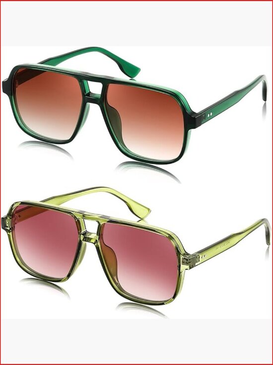 Retro Square Aviator Sunglasses 70s Vintage Plastic Frame